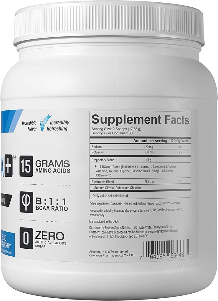 Modern BCAA Branched Chain Amino Acid - 30 Serv.-Blue Raspberry