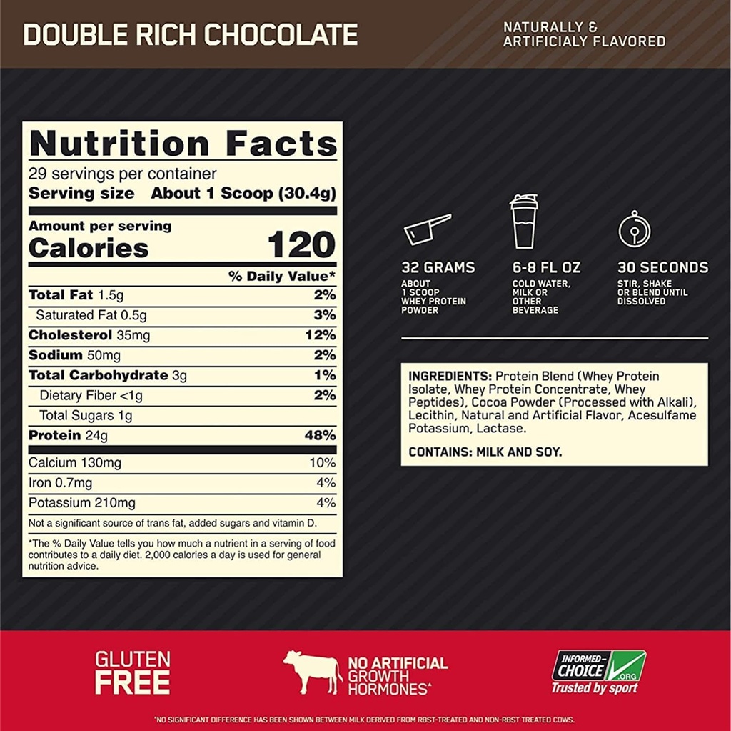Optimum Nutrition Whey Gold Standard -1kg- Double Rich Chocolate