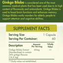 Organic Nation Ginkgo Biloba 60MG- 60Serv.-60Coated Tablets