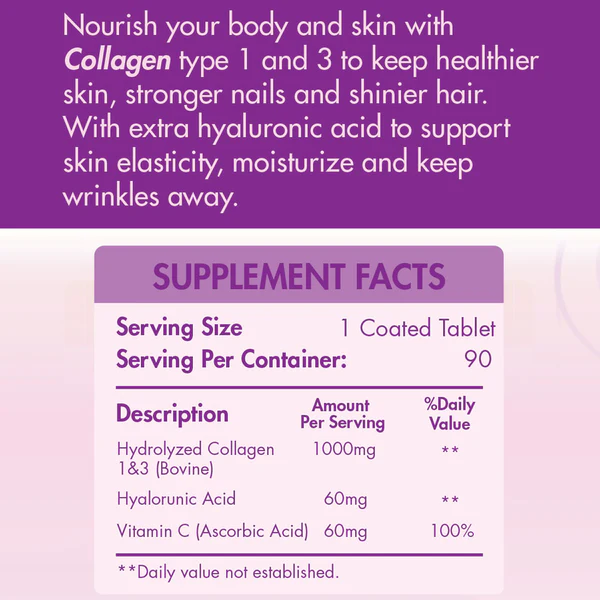 Organic Nation Hydrolyzed Collagen 1000+-90Coated Tablets