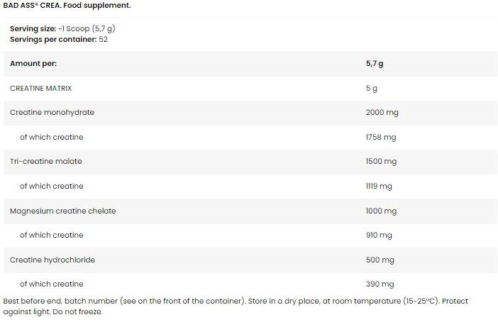 BadAss Creatine- 52 Serv.-300g