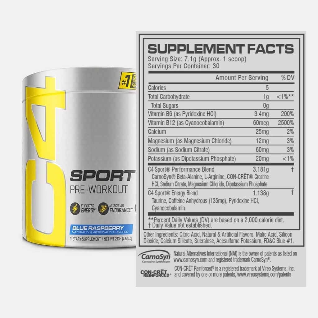 Cellucor C4 Sport  Pre-Workout-30 Serv- Blue Rasperry