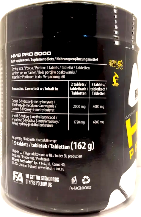 FA HMB PRO - Lean Mass & Strength Builder - Fat Tissue Reduction -120 TABLETS