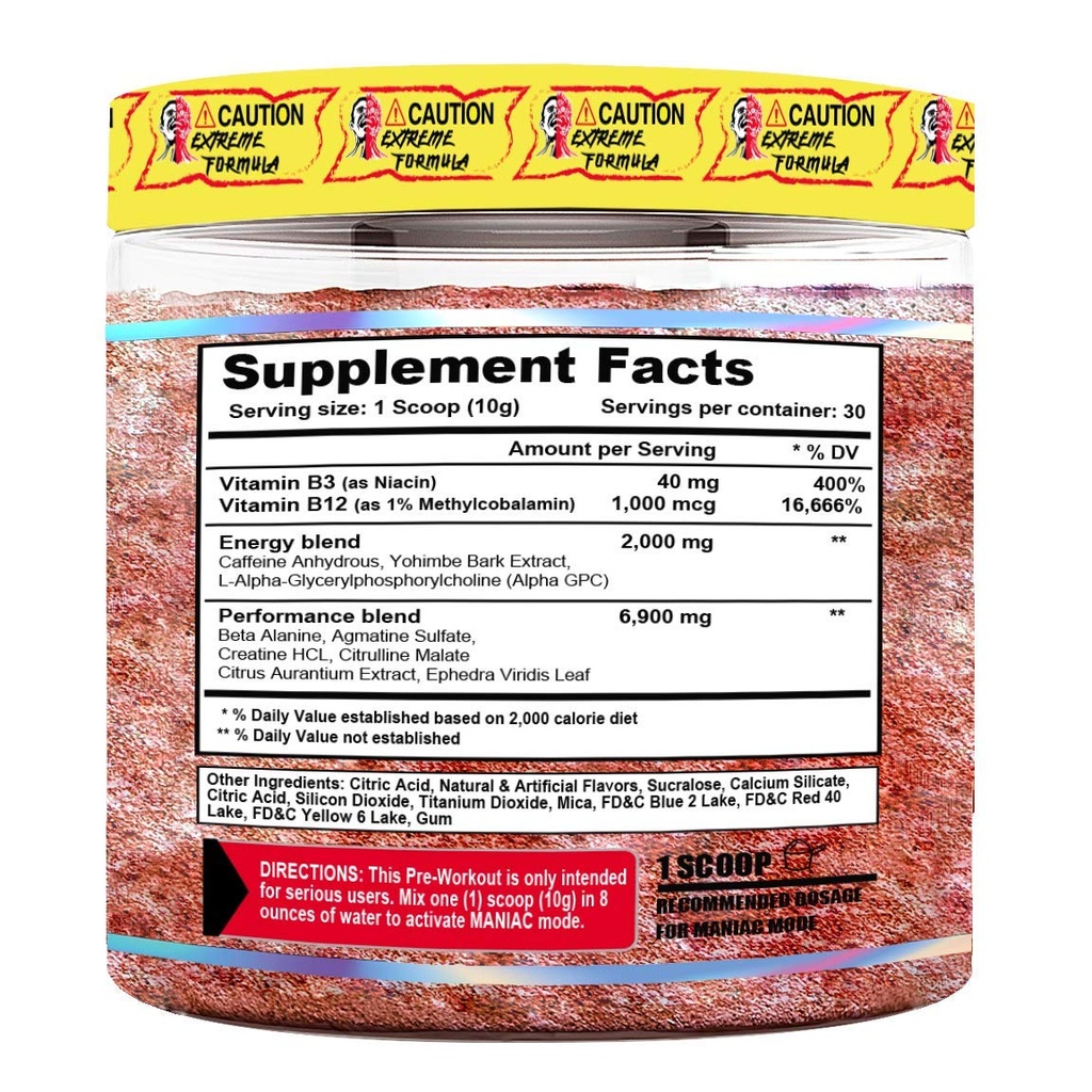 Terror Labz MANIAC Pre Workout 30 Serv.- Watermelon