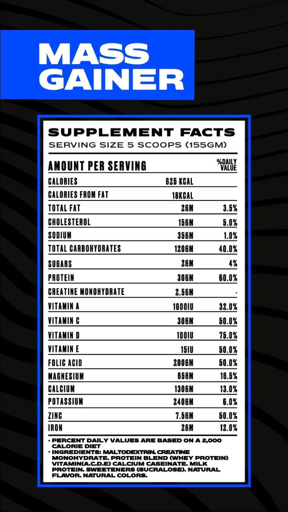 Gainz Mass Core- 3.75 Kilo - 32 servings‏ Vanilla Ice Cream