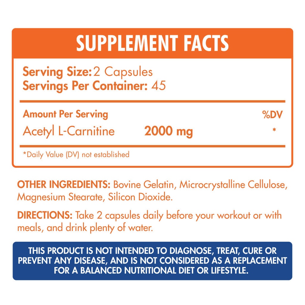 Max Muscle Acety L-Carnitine 2000-45 Ser - 90 Capsules