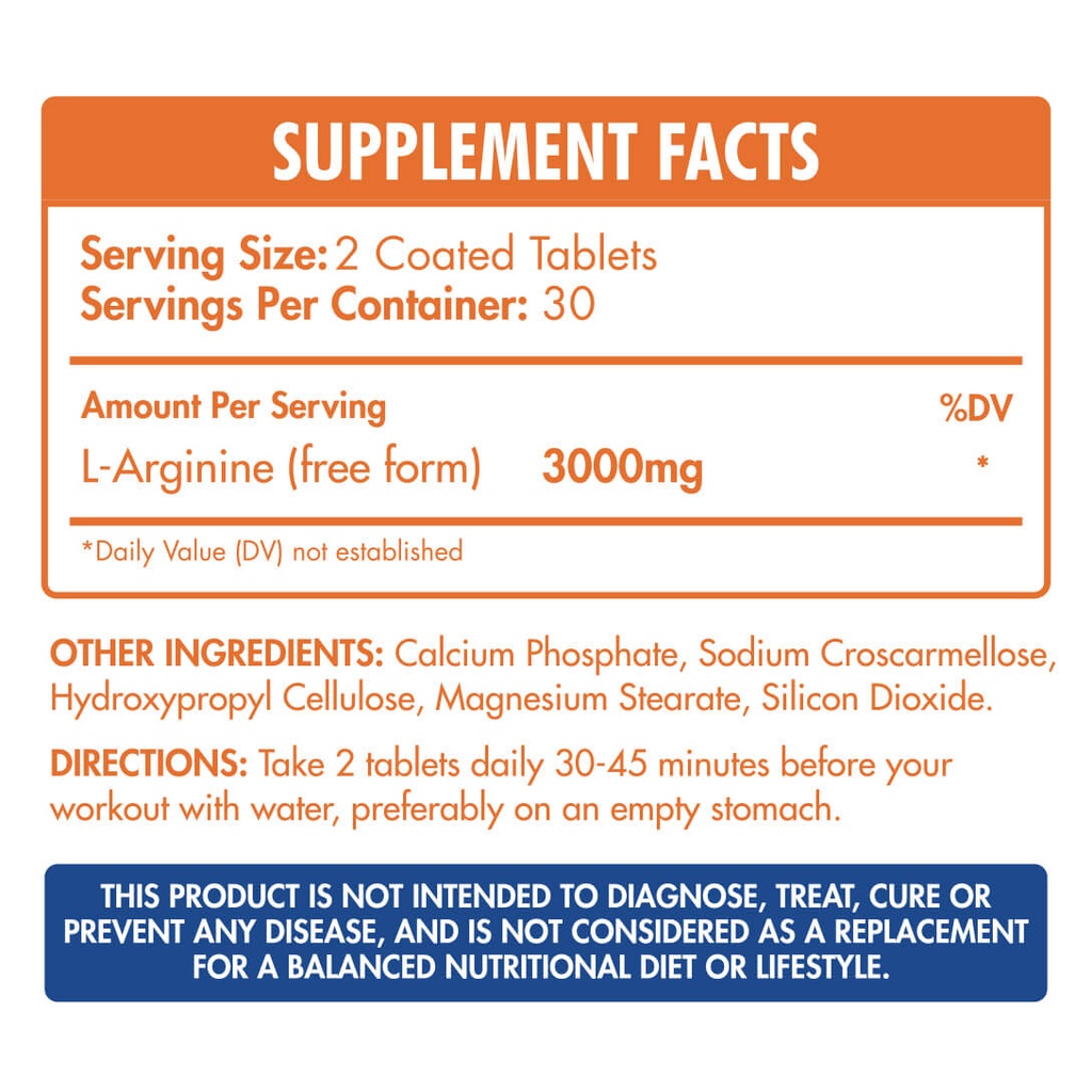 Max Muscle Arginine 3000-30 Ser -60 Coated Tablets