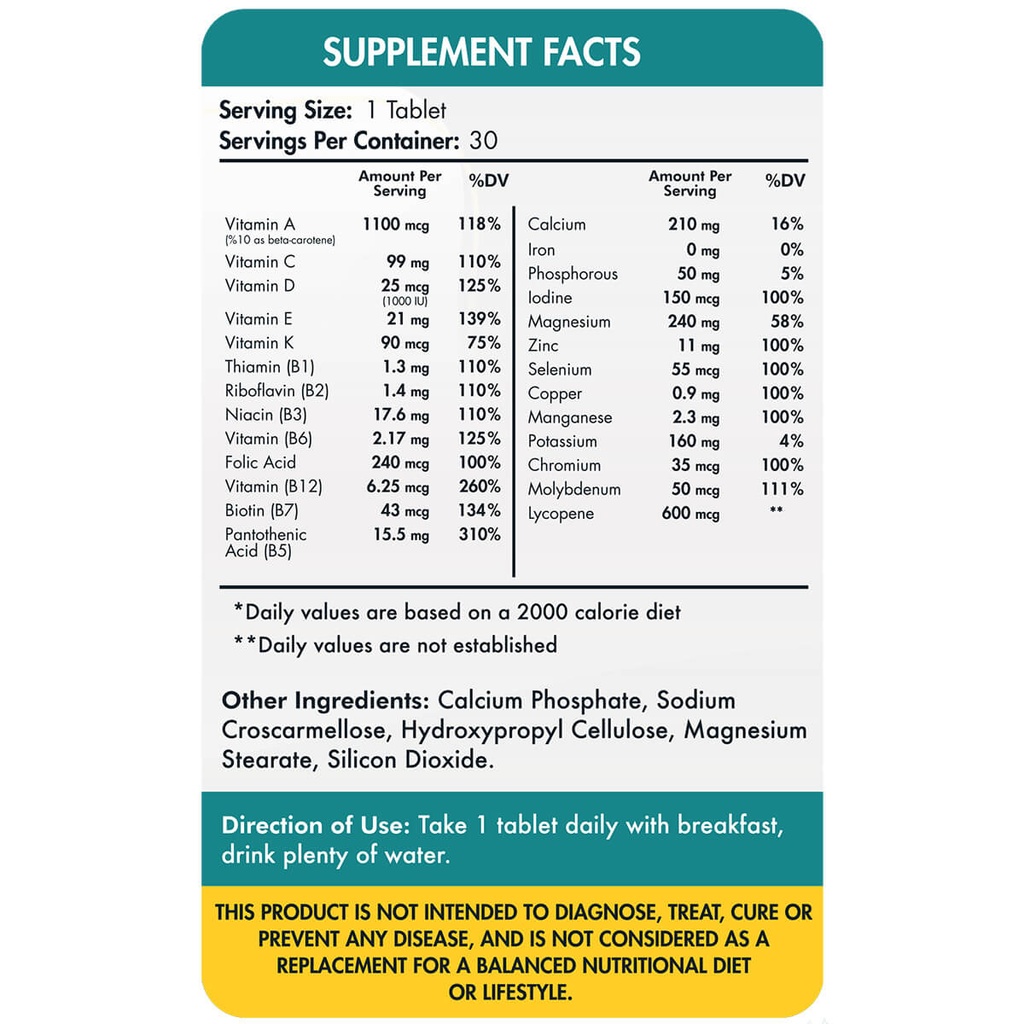 Organic Nation Vitamin Nation -30 Tablets
