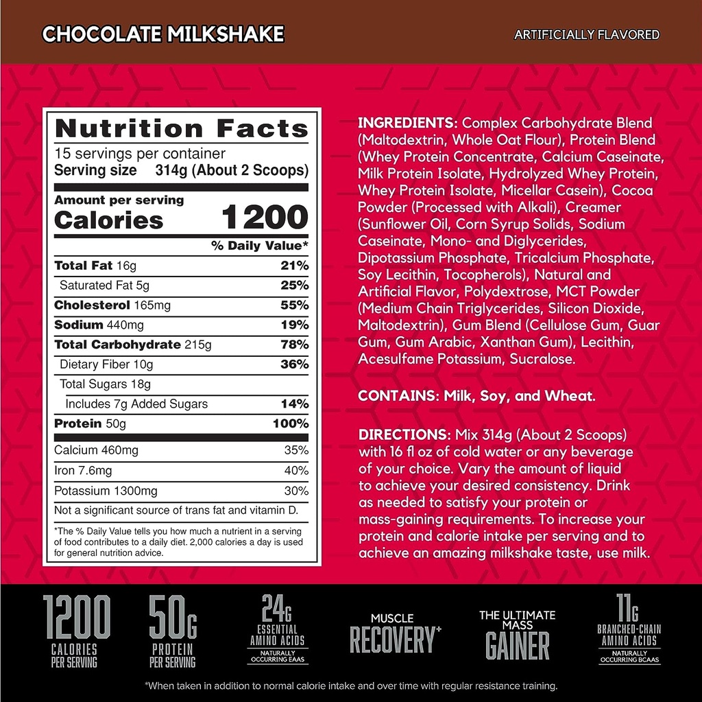BSN - True Mass - 4.71 Kg - Chocolate Milkshake flavor - 15 Serving