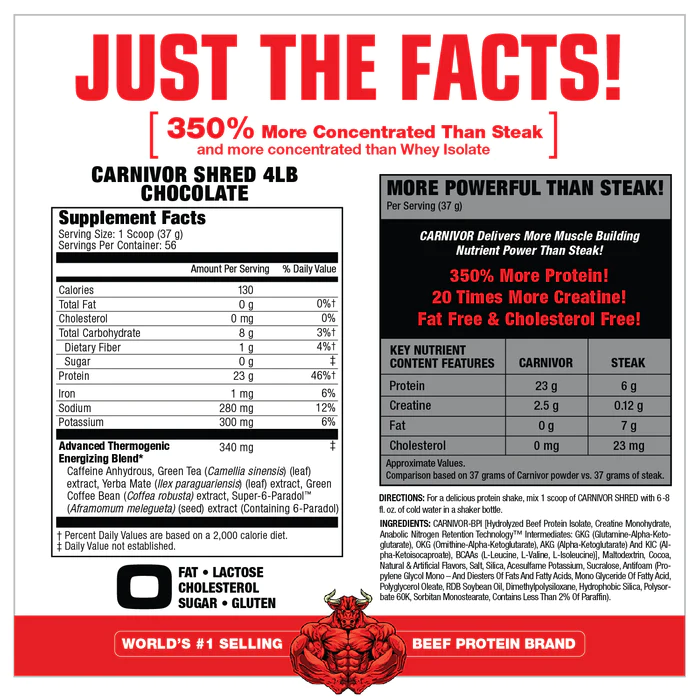 Musclemeds Fat Burning Beef Protein isolate Carnivor-56Serv.-2075G-Chocolate
