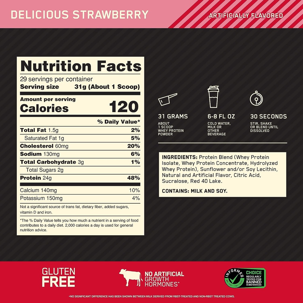 Optimum Nutrition Whey Gold Standard -1kg-Delicious Strawberry