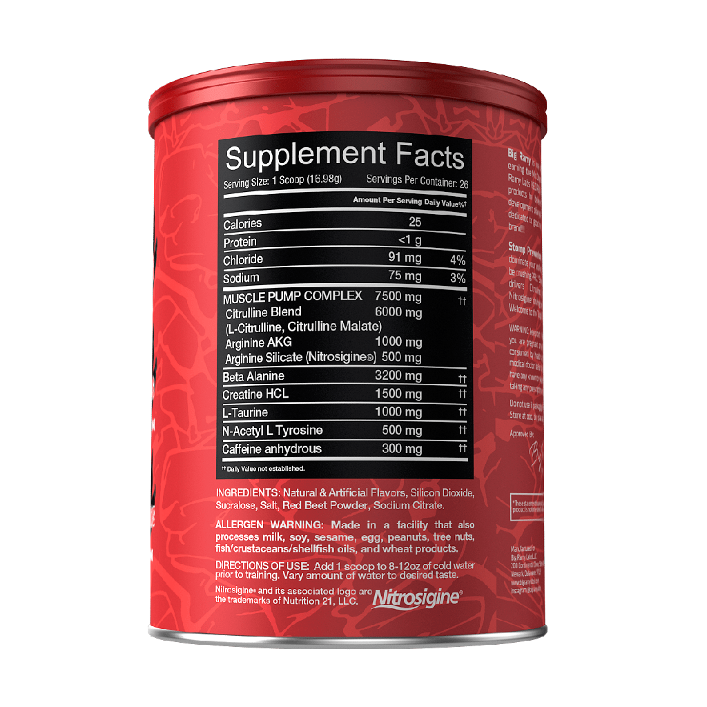 Big Ramy Labs - Stomp Pre workout - 26 serving - mango