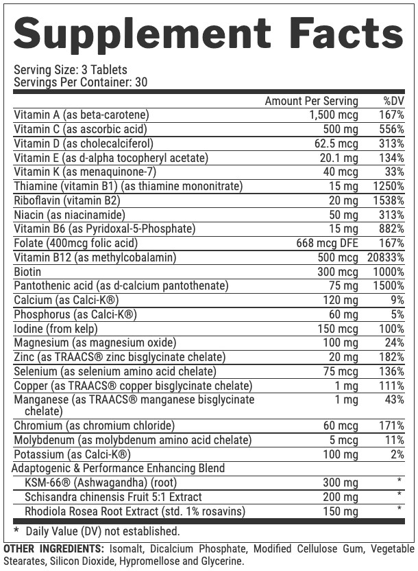 Nutrex Research Vitadapt Complete Sports Multivitamin-30Serv.-90Tabs.