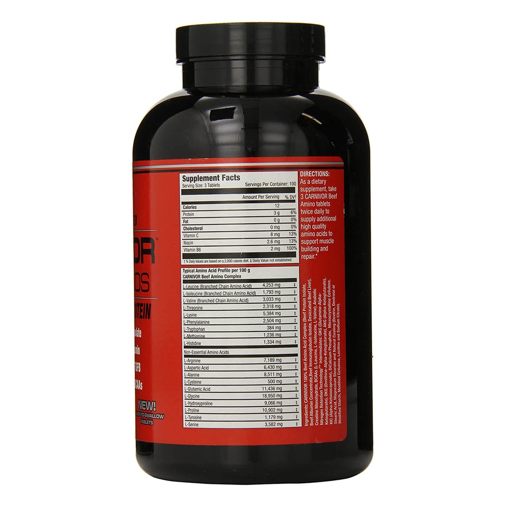 MuscleMeds Bioengineered Carnivor Beef Aminos-100Serv-300Tabs