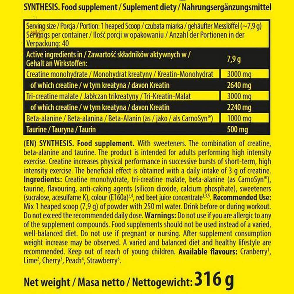 Nuclear Nutrition Synthesis Multi Creatine Complex+1000mg Beta-alanin-40Serv.-316G.-Strawberry