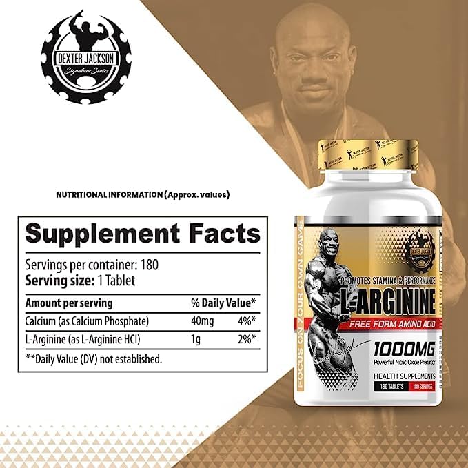 Dexter Jackson L-Arginine 180 Tablets Nitric Oxide Precursor-1000MG