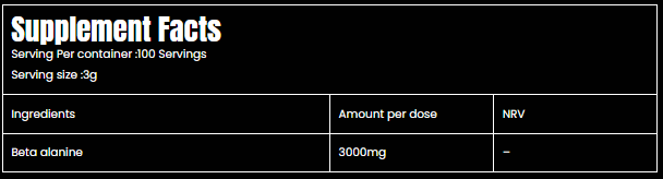 Marvelous Nutrition Beta-Alanine old School Formula-100Serv.-300G.-Unflavored