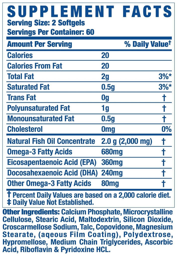 Ronnie Coleman Signature Series Omega -3 XS -120 Softgels