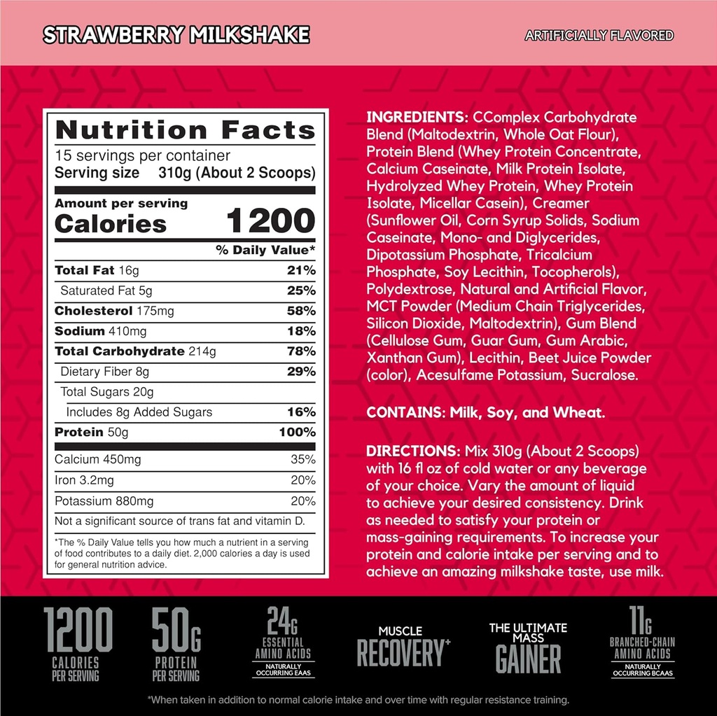 BSN - True Mass - 4.71 Kg  - 15 Servings- Strawberry Milkshake Flavor