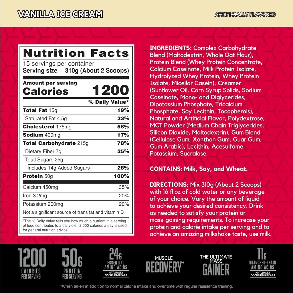 BSN - True Mass - 4.71 Kg- 15 Servings - Vanilla Ice Cream Flavor