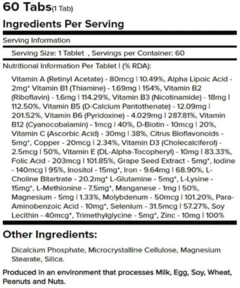 Warrior Multi Vitamin - 60 Tabs