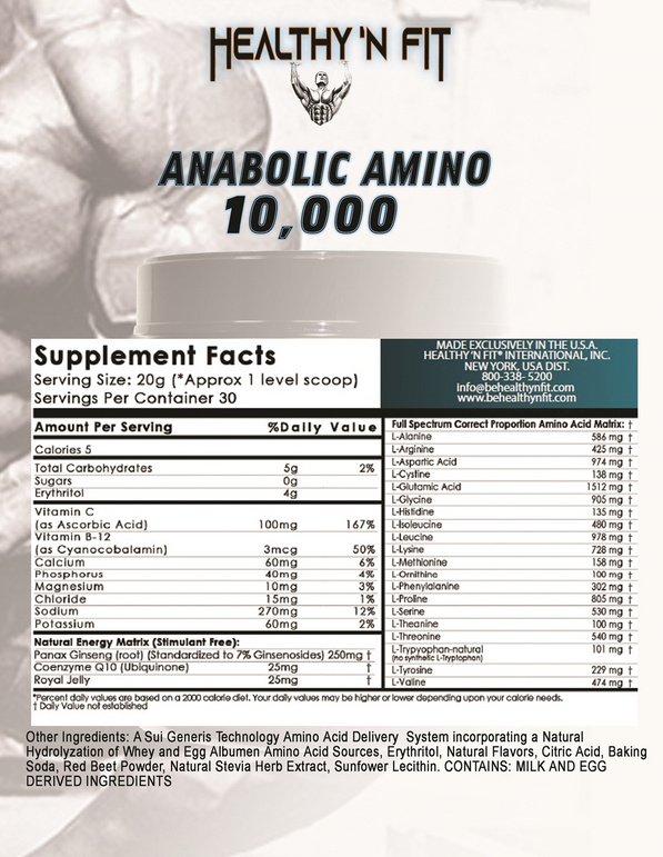 Healthy N' Fit - Anabolic Amino 10,000 - 600Gm - 30 Serv. - Fruit Fusion