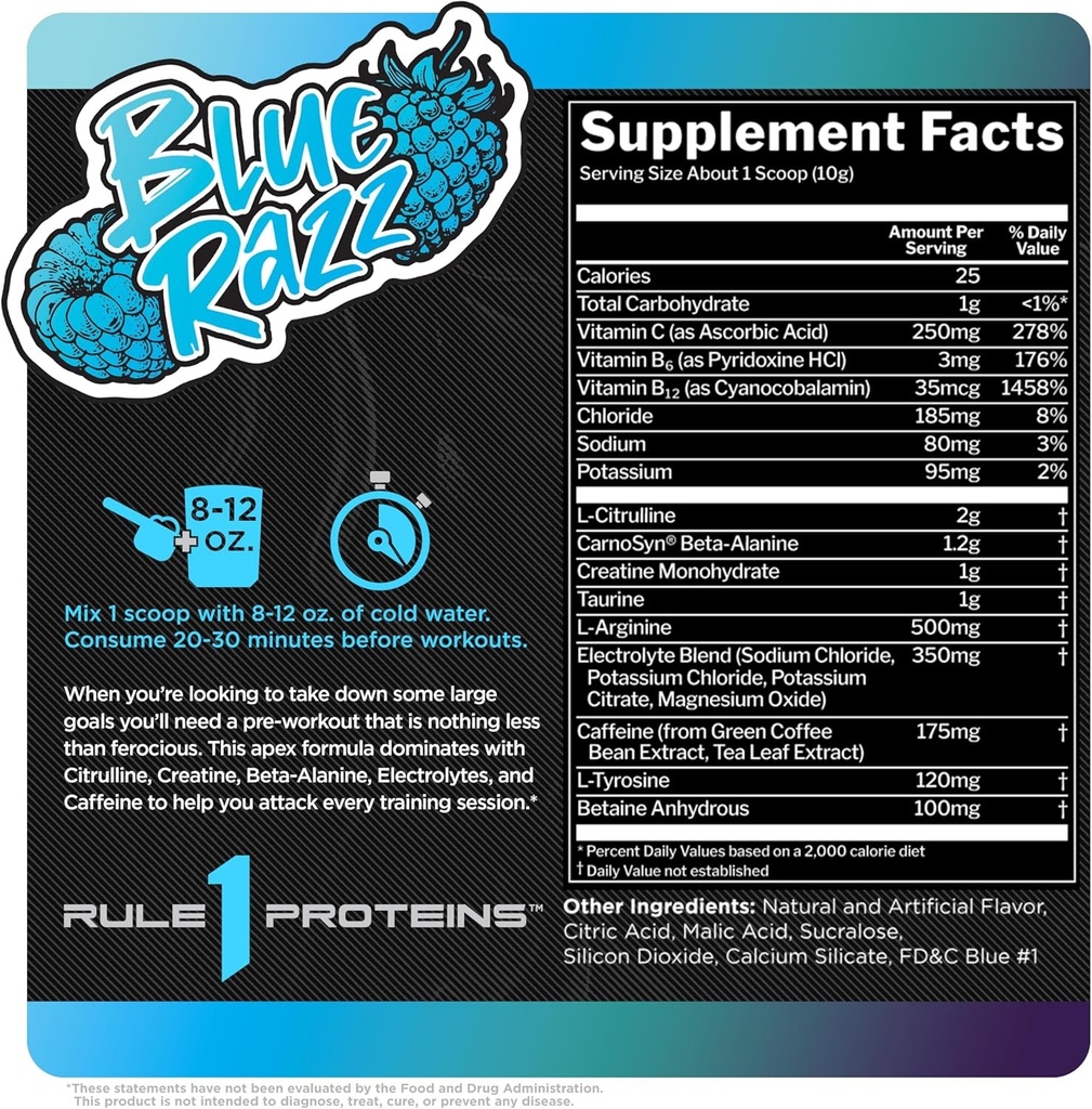 Rule 1 ROAR Pre-Workout 30 Servings - Blue Razz