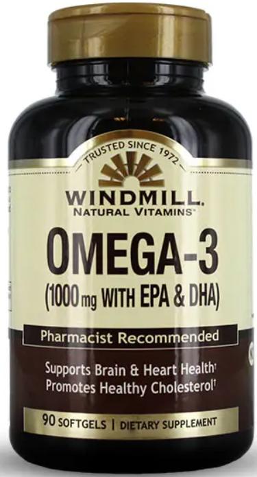 Windmill Natural vitamins Omega 3- 1000mg with EPA &DHA-90 Soft Gels