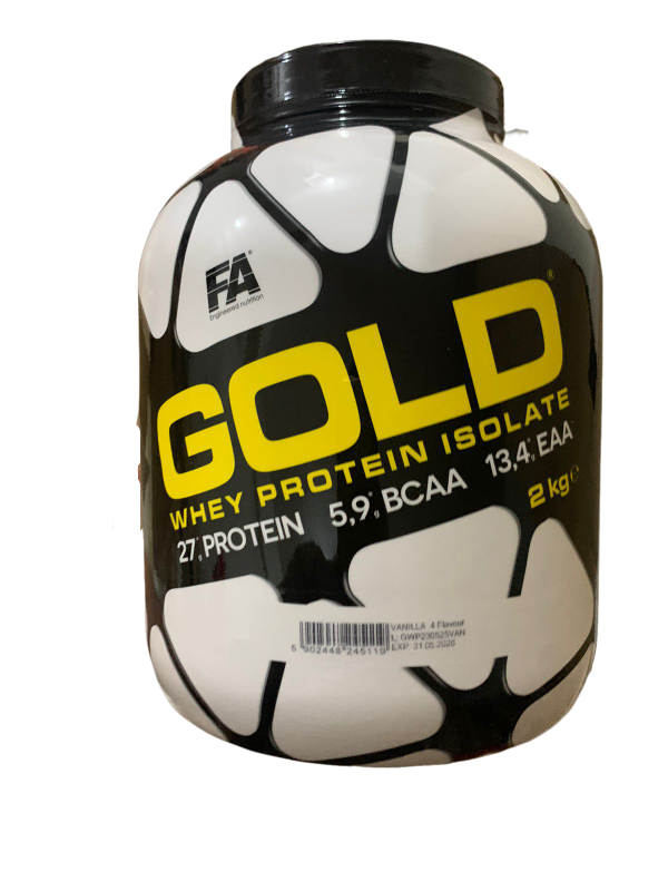 FA Gold Whey Protien Isolate -27 Protein- 5.9-Bcaa-13.4 Eaa -2 KG- Vanilla Flavour