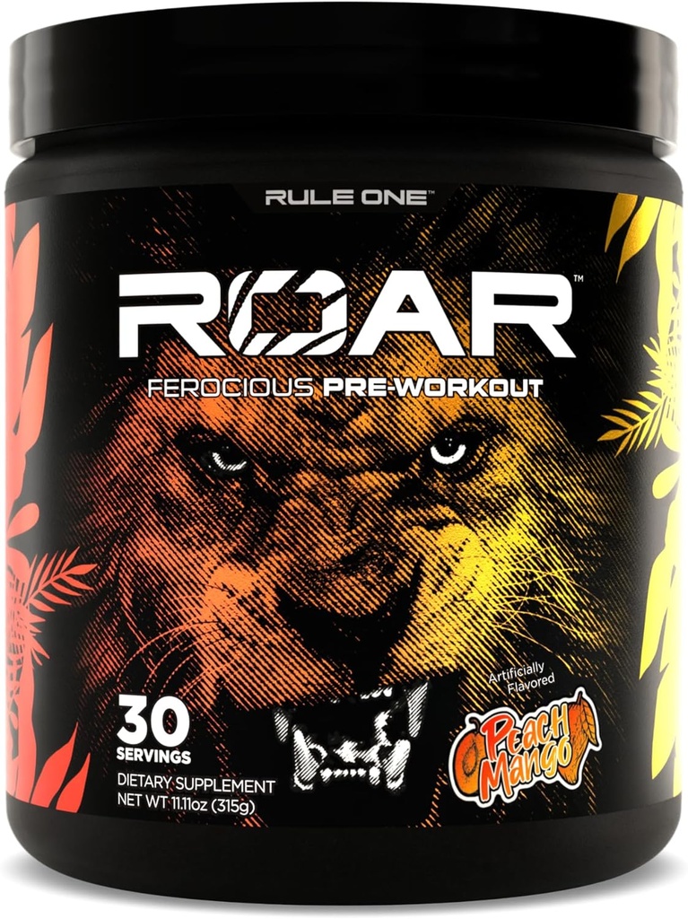 Rule 1 ROAR Pre-Workout 30 Servings- Peach Mango