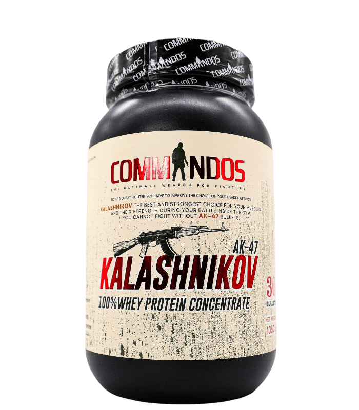 Commandos Kalashnikov AK-47 Whey Protein-1050G-30BULLETS-Chocolate Bullets