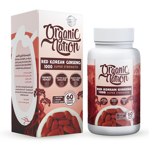 [6222023702028] Organic Nation Red Korean Ginseng-  60Serv.-60Coated Tablets