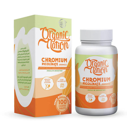 [6222023702370] Organic Nation Chromium Picolinate 200MCG-100Serv.-100Coated Tablets