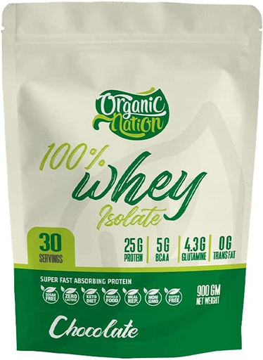 [6224009096442] Organic Nation 100% Isolate whey- 30Serv.-900G-Chocolate