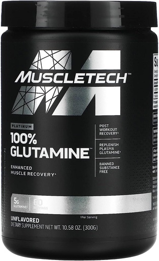 [631656705706] MuscleTech Platinum 100% Glutamine - 5000 mg  10.58 oz (300 g)-60 serving