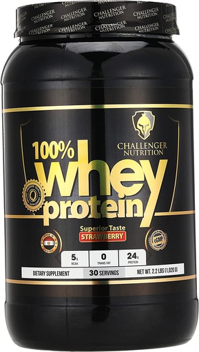 [6224009363759] Challenger Nutrition Whey protein-900G-30Serv-Strawberry