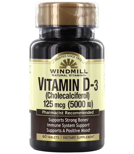 [035046002183] Windmill  Vitamin D3 -125mcg 5000iu-60Serv.-60Tabs.
