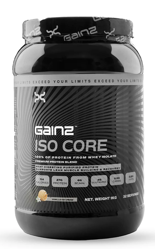 [745] Gainz ISO Core- 1 Kilo - 32 servings‏ Vanilla Ice Cream