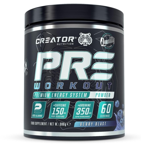[5904365096102] Creactor Nutrition Pre-Workout-300 G -Berry Blast