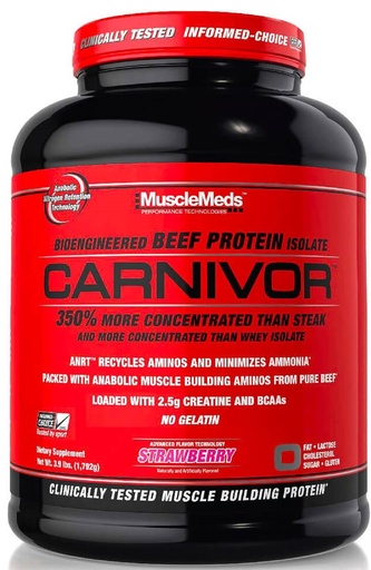 [891597003778] Musclemeds Bioengineered Beef Protein isolate Carnivor-56Serv.-1803G-Strawberry