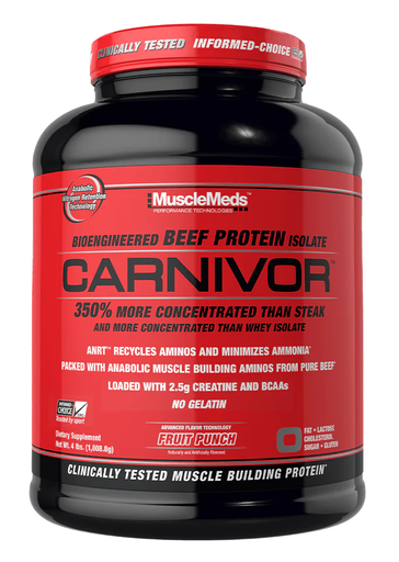 [891597002160] Musclemeds Bioengineered Beef Protein Isolate Carnivor-56Serv.-1808G - Fruit Punch Flavor