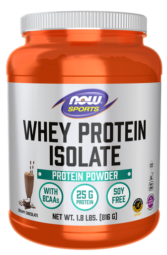 [733739021625] Now Sports Whey Protein Isolate 25 Serv.- 1.8LBS -816G Creamy Chocolate Flavor