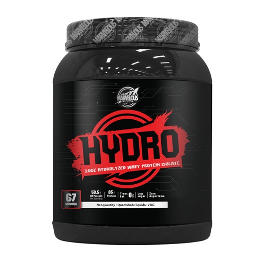 [0634240129599] Marvelous Nutrition Hydro 100% Hydrolyzed Whey Protein Isolate-2KG.-67Serv.-Cookies Cream