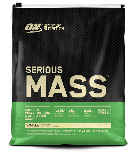 [748927064162] Optimum Nutrition Serious Mass High Protein Weight Gainer, 5.44 Kgs - vanilla