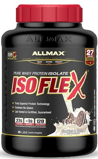 [665553225234] AllMax Nutrition - ISOFLEX Whey Protein Powder, Whey Protein Isolate, 27g Protein, Cookies and Cream