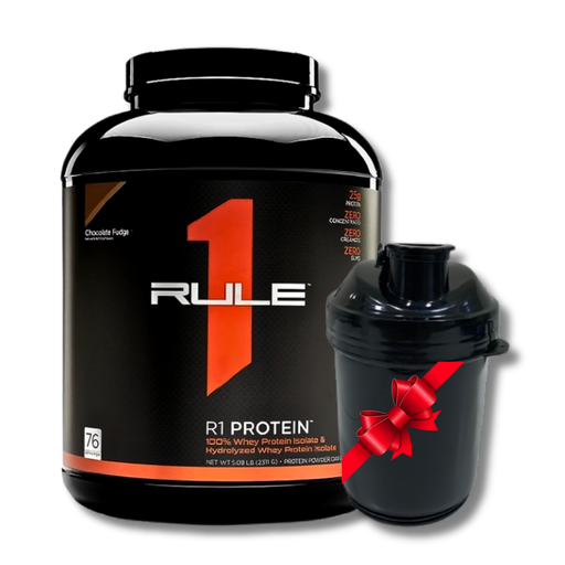 [1111111] Rule One 100% Whey Protein Isolate&Hydrolyzed Whey Protei Isolate-76Ser - Chocolate Fudge + Energy Smart Shaker Gift