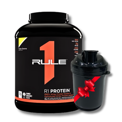 [1030] Rule One 100% Whey Protein Isolate&Hydrolyzed Whey Protei Isolate-76Ser - Frozen Banana + Energy Smart Shaker Gift
