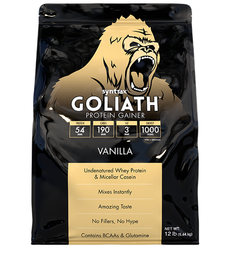 [893912125400] Syntrax GOLIATH Protein Gainer- 41 sev-.5.44 Kg-Vanilla.