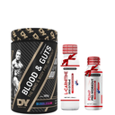 Dy Nutrition Blood&Guts The Mind&Body Pre-Workout-20Serv.-380G.-Bubble Gum+Wellness Nutrition L-Carnitine 3500MG Extreme Shot Ampoule-2Serv-50Ml+Wellness Nutrition Pump Pre-Workout Shot -60Ml-BlueBerry