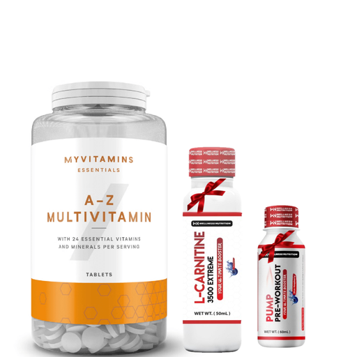 [4627488] A-Z Multivitamin 90 Tablets.+Wellness Nutrition L-Carnitine 3500MG Extreme Shot Ampoule-2Serv-50Ml-BlueberryWellness Nutrition Pump Pre-Workout Shot -60Ml-BlueBerry